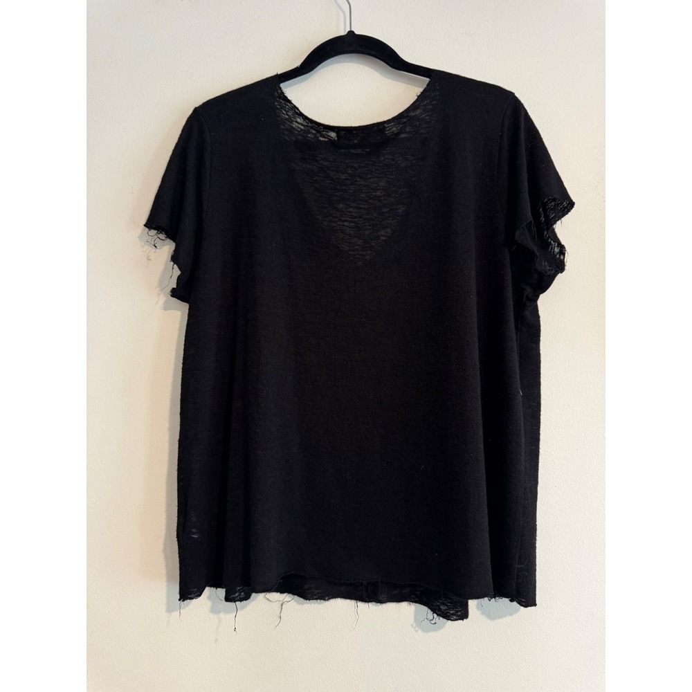 Project Social T Urban Outfitters Womens Medium Black Raw Edge V-Neck Tee